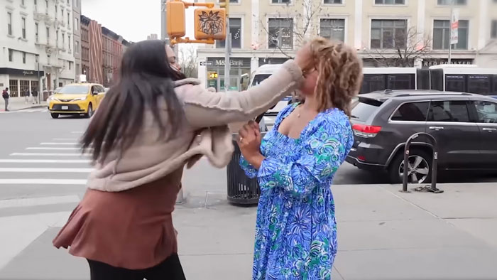 A pro-life activist is attacked during an abortion street interview, resulting in a violent confrontation.