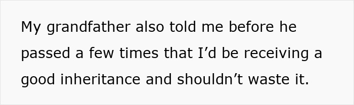 Text about inheritance and the importance of not wasting it, as advised by a grandfather.