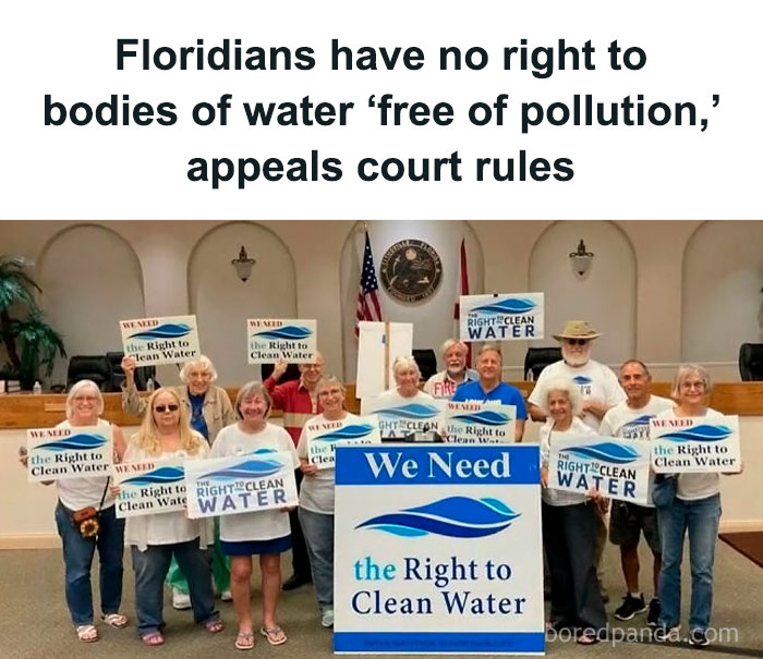 Protesters with signs demand clean water rights in court ruling scene.