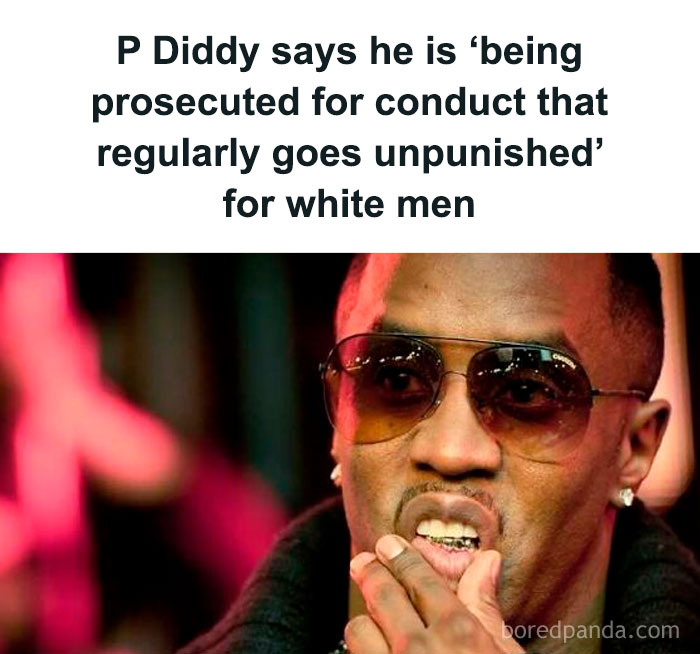 Man wearing sunglasses, contemplating with fingers near mouth, displayed with headline text about prejudice in prosecutions.