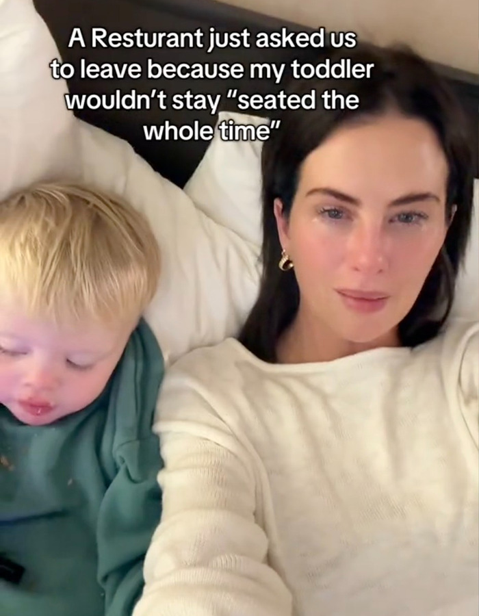 Entitled mom with toddler, discussing restaurant incident over seating issues.