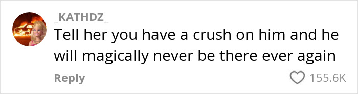Comment offering advice for dealing with a roommate's boyfriend, suggesting a playful approach with high engagement.