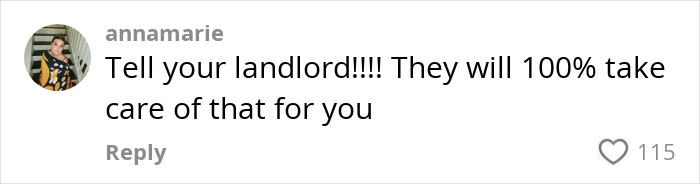 Comment advising woman on roommate's boyfriend issue with suggestion to involve landlord.