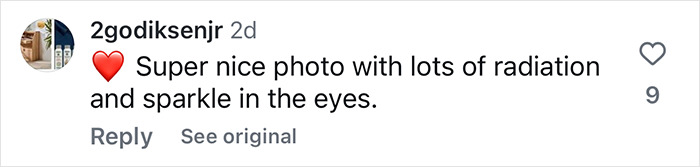 Silly comment on princess portrait with iPhone, showing positive reaction and emoji.