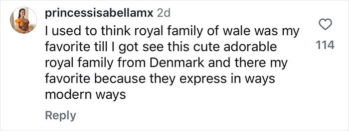 Screenshot of a comment discussing preference for Danish royal family due to their modern ways.