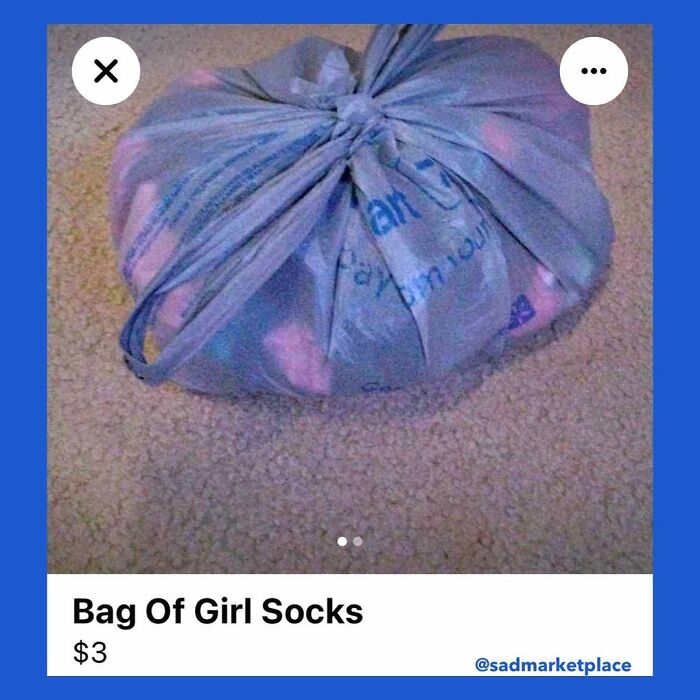Bag of girl socks listed for $3 on Facebook Marketplace.