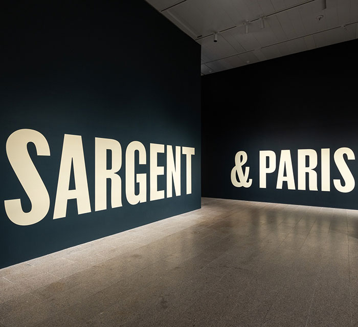Exhibit wall at the Metropolitan Museum of Art with "Sargent & Paris" text.