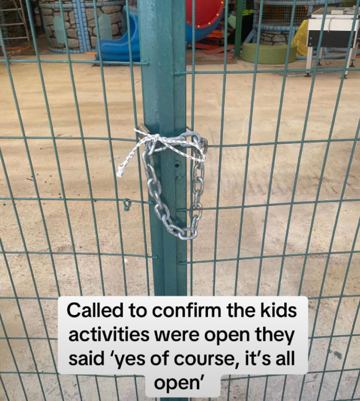 Locked gate at a 5-star resort in Turkey, raising concerns about a possible scam. Locked gate at a 5-star resort in Turkey, raising concerns about a possible scam.