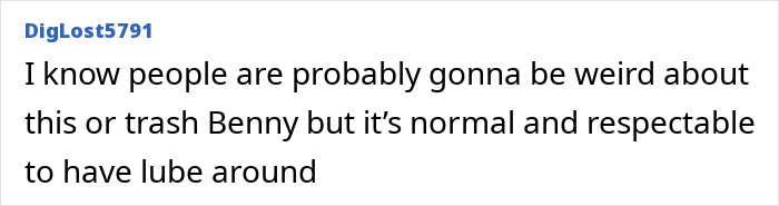 Comment about Selena Gomez and Benny Blanco's shared personal item, emphasizing normalcy and respect.