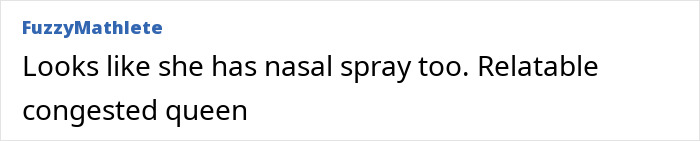 Screenshot of a comment mentioning nasal spray, related to Selena Gomez.