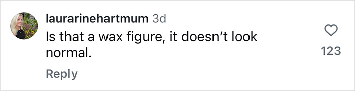 Comment questioning unusual appearance, suggesting photo uses extreme filter.