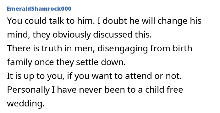 Text response to groom's family about bride excluding nieces as flower girls.