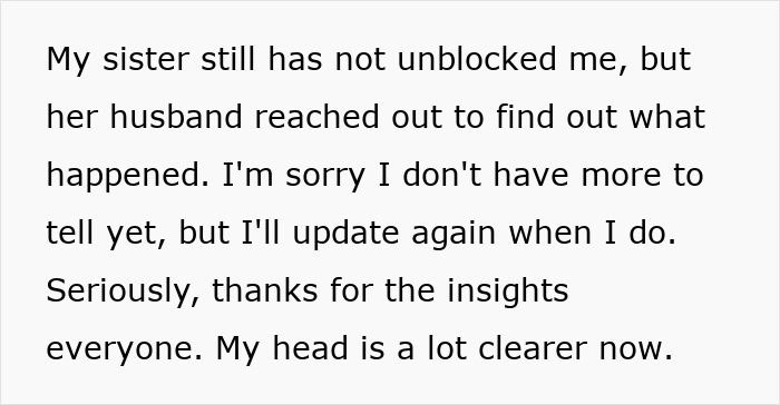 Text message discussing family drama and updates after damages.