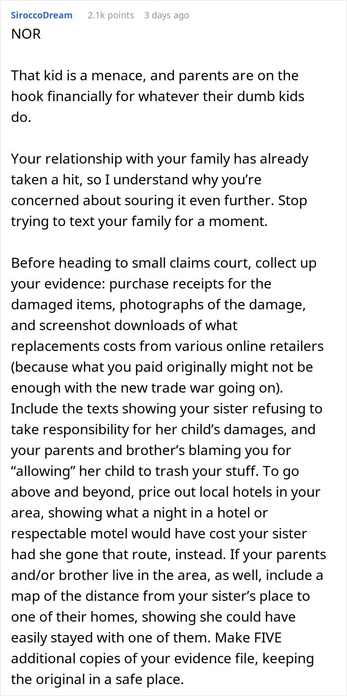 Advice on handling family drama after hosting sister, nephew causes $2,000 damages.