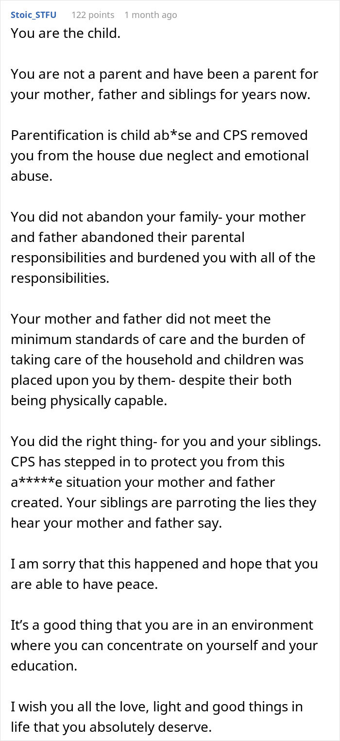 Text discussing parentification and CPS involvement due to neglect and abuse. Text discussing parentification and CPS involvement due to neglect and abuse.