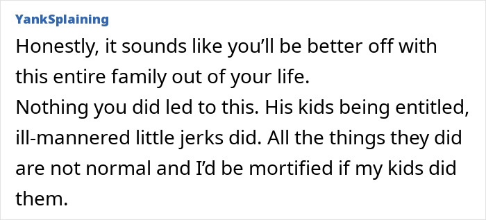 Text from user comments discussing stepmom's stress over stepkids' behavior.