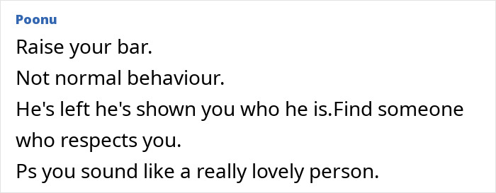 Comment giving advice about relationship respect and behavior.