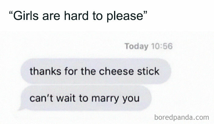 Text message meme about love, expressing appreciation with humor over a cheese stick and marriage proposal.