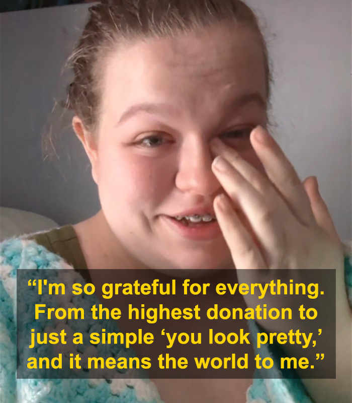 Teen smiling with hand on face, expressing gratitude after prom dress story goes viral, internet shows support. Teen smiling with hand on face, expressing gratitude after prom dress story goes viral, internet shows support.