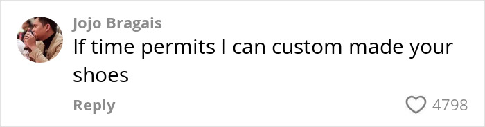 Comment offering to custom make shoes after teen's prom dress story goes viral. Comment offering to custom make shoes after teen's prom dress story goes viral.