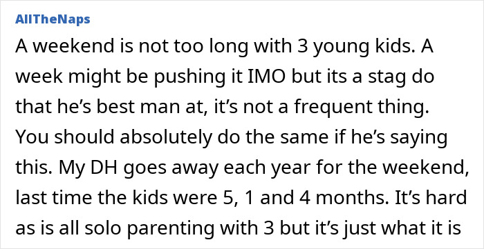 "Please Don't Be That Wife": Mom Doesn't Want Husband Going On 3-Day Bachelor Party