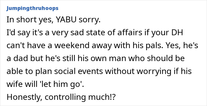 "Please Don't Be That Wife": Mom Doesn't Want Husband Going On 3-Day Bachelor Party