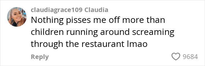 Comment about kids running in restaurants, related to entitled mom incident.