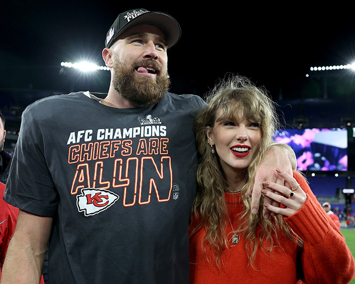 Travis Kelce on the field with Taylor Swift, sparking interest in recent drama with Ryan Reynolds and Blake Lively. Travis Kelce on the field with Taylor Swift, sparking interest in recent drama with Ryan Reynolds and Blake Lively.