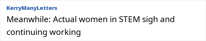 A comment highlighting women's roles in STEM in response to Katy Perry's Blue Origin satire. A comment highlighting women's roles in STEM in response to Katy Perry's Blue Origin satire.