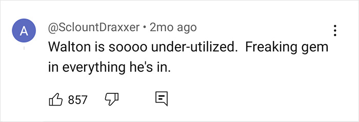 Comment praising actor Walton Goggins as an under-utilized gem in his roles.