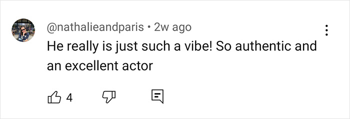 User comment praising Walton Goggins as a vibe and excellent actor.