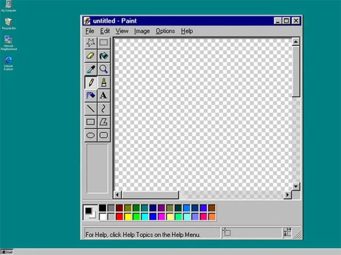 Classic Windows Paint program interface, showcasing digital art tools with a transparent background.