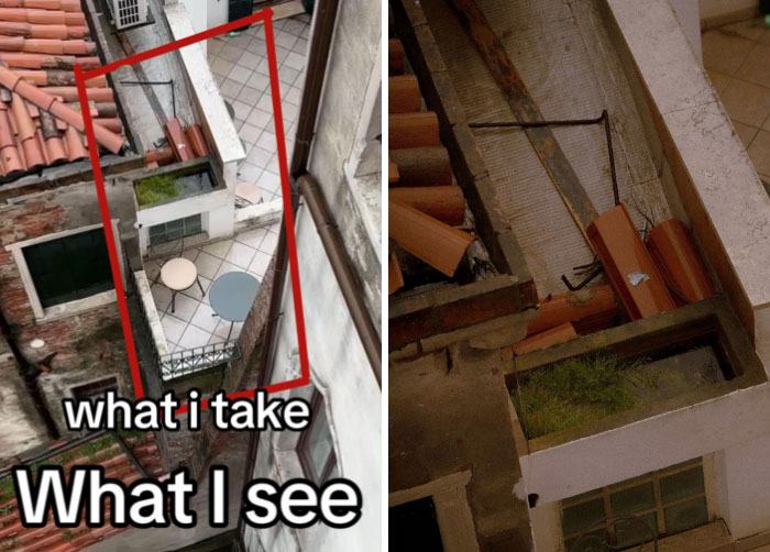 Photographer's perspective: a rooftop scene showing the contrast between seen view and taken shot.