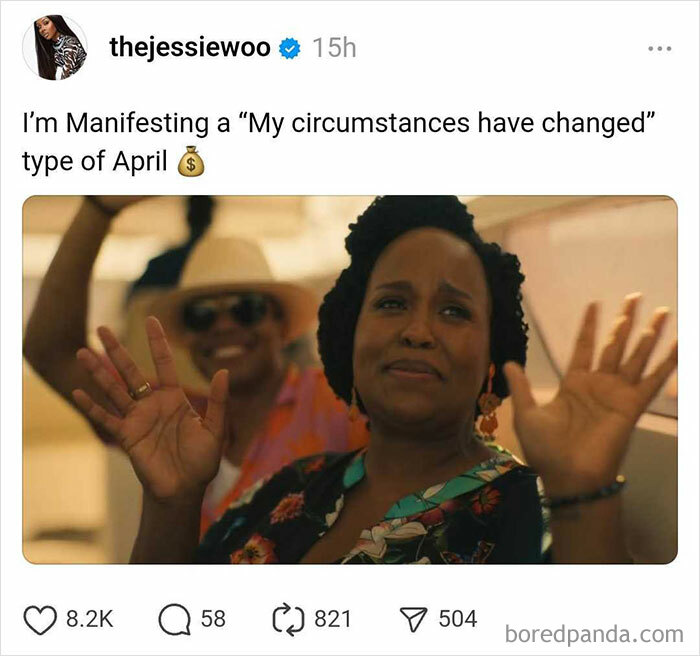 Woman raising hands humorously, reacting to White Lotus Season 3 finale.