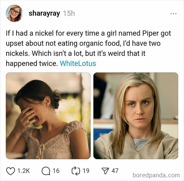 Social media post humorously reacting to White Lotus Season 3 finale with meme format.