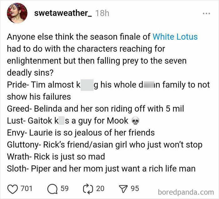 Caption about White Lotus Season 3 finale exploring the seven deadly sins with funny reactions and honest insights.