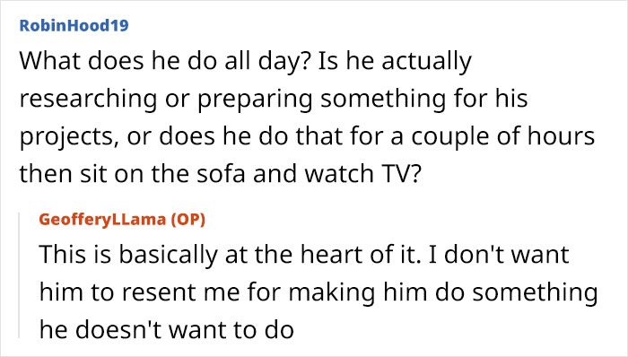 Online forum discussion about wife's frustration over husband's false promises of getting a job.