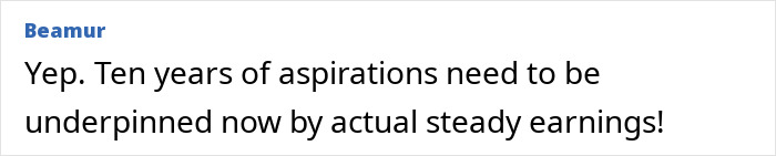 Comment on false promises needing steady earnings after 10 years.