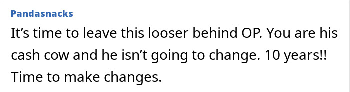 Text urging a wife tired of false promises from her husband to make a change after 10 years.