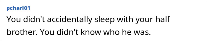 Message about fertility fraud involving a woman's half-brother.