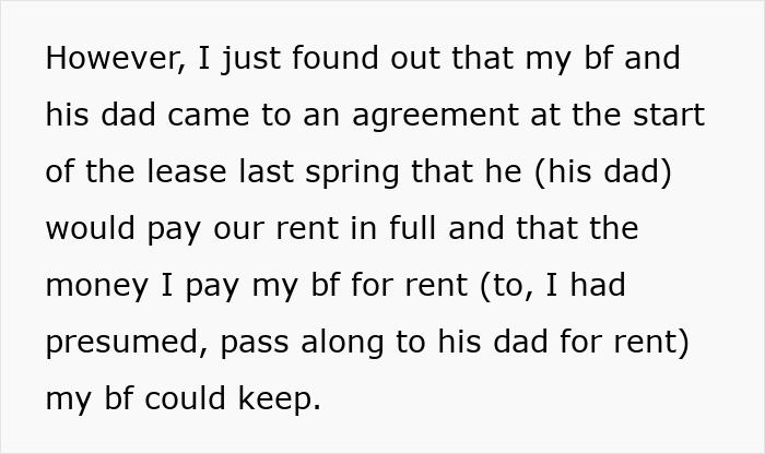 Woman discovers rent money secretly pocketed by boyfriend, note reveals arrangement with his dad. Woman discovers rent money secretly pocketed by boyfriend, note reveals arrangement with his dad.