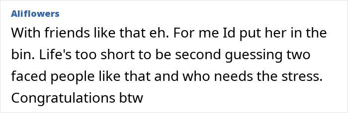Comment about accidental text on weight, describing friend as two-faced and suggesting ending the friendship.