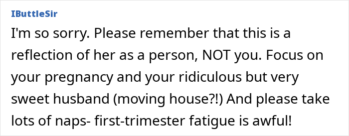 Screenshot of a supportive text message about dealing with comments on weight during pregnancy.