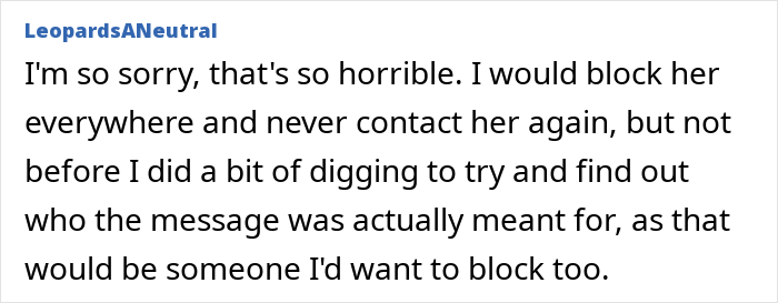 Text conversation reaction discussing accidental nasty text about weight.