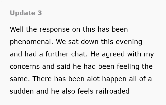 Update text discussing concerns about sister-in-law living arrangements and feeling railroaded.