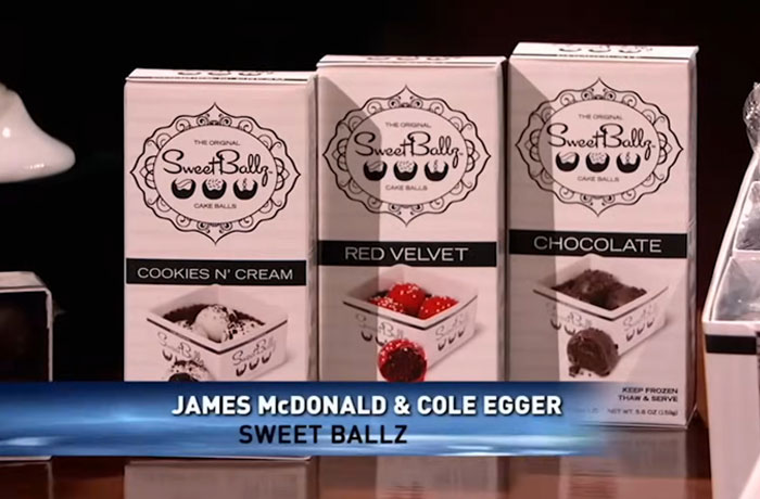 Sweet Ballz cake balls in cookies n' cream, red velvet, and chocolate flavors featured among Shark Tank products that flopped.