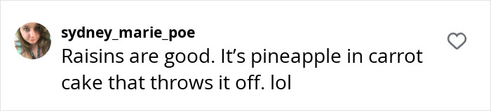Comment on carrot cake ingredient debate about pineapple.