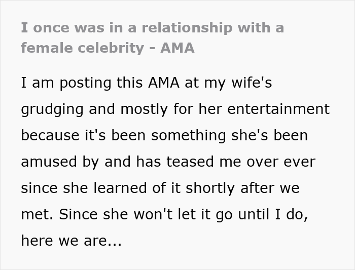 Text excerpt from a guy sharing what it was really like to date a famous actress for over a year.