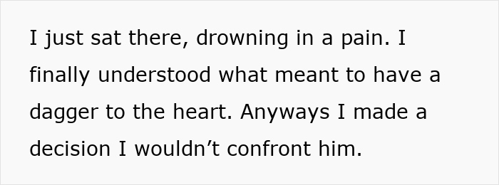Text showing a woman reflecting on pain after learning about boyfriend’s affair and planning her silent exit over months. Text showing a woman reflecting on pain after learning about boyfriend’s affair and planning her silent exit over months.