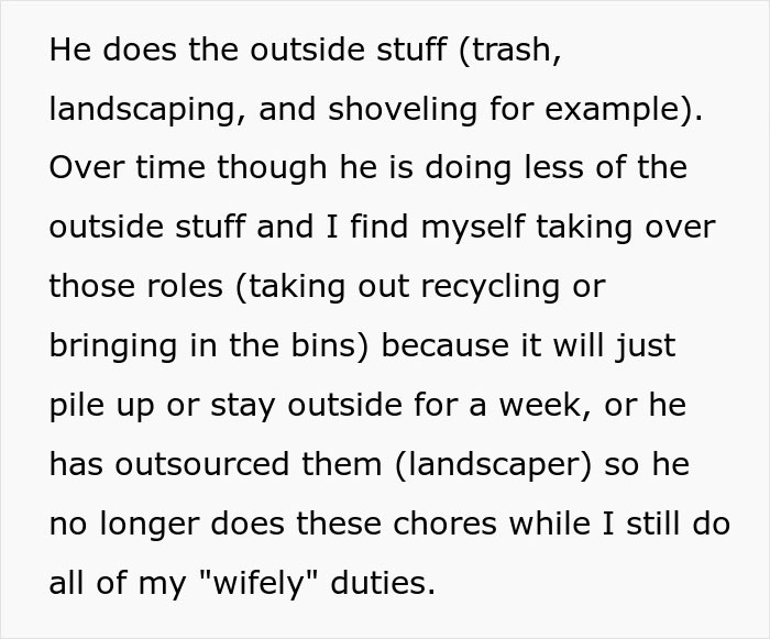 Woman with cancer asking husband for help with chores while feeling she is doing all the housework alone.